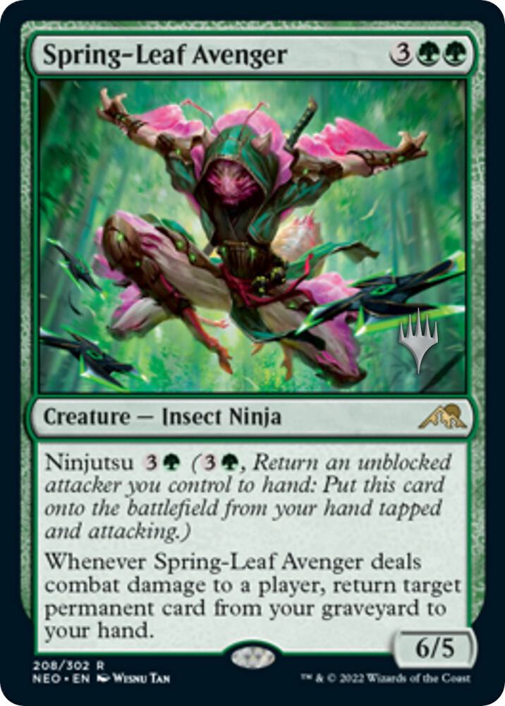 Spring-Leaf Avenger 208 card from Promo Pack: Kamigawa: Neon Dynasty