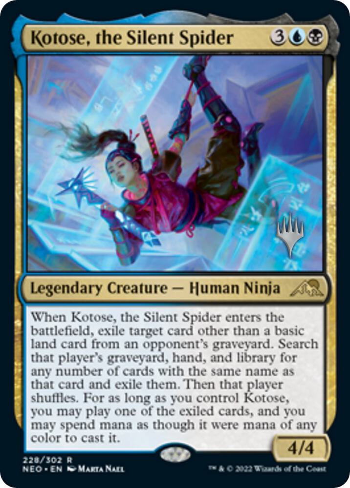 Kotose, the Silent Spider 228 card from Promo Pack: Kamigawa: Neon Dynasty