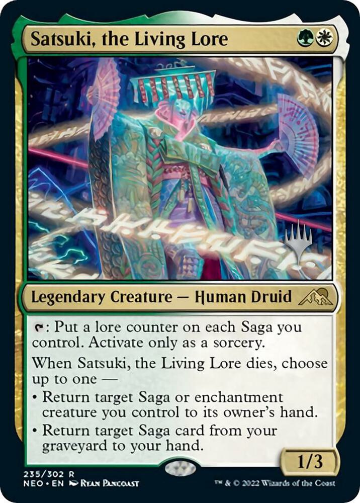 Satsuki, the Living Lore 235 card from Promo Pack: Kamigawa: Neon Dynasty
