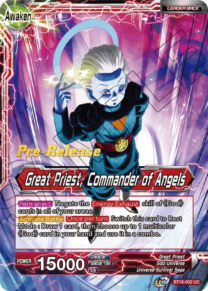 Great Priest // Great Priest, Commander of Angels BT16-002 card from Realm of the Gods Pre-Release Cards