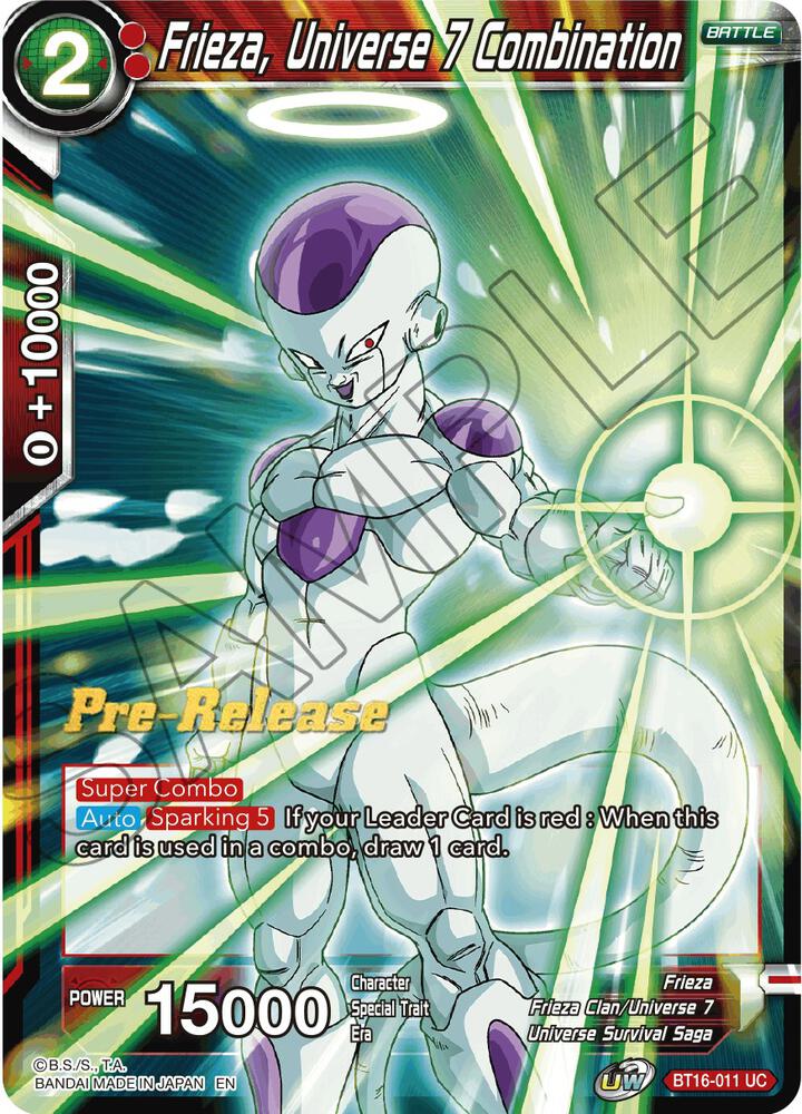 Frieza, Universe 7 Combination BT16-011 card from Realm of the Gods Pre-Release Cards