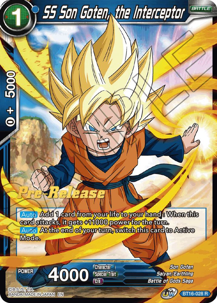 SS Son Goten, the Interceptor BT16-028 card from Realm of the Gods Pre-Release Cards