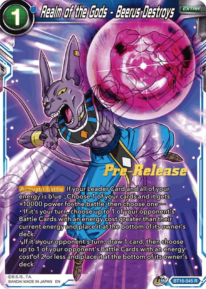 Realm of the Gods - Beerus Destroys BT16-045 card from Realm of the Gods Pre-Release Cards