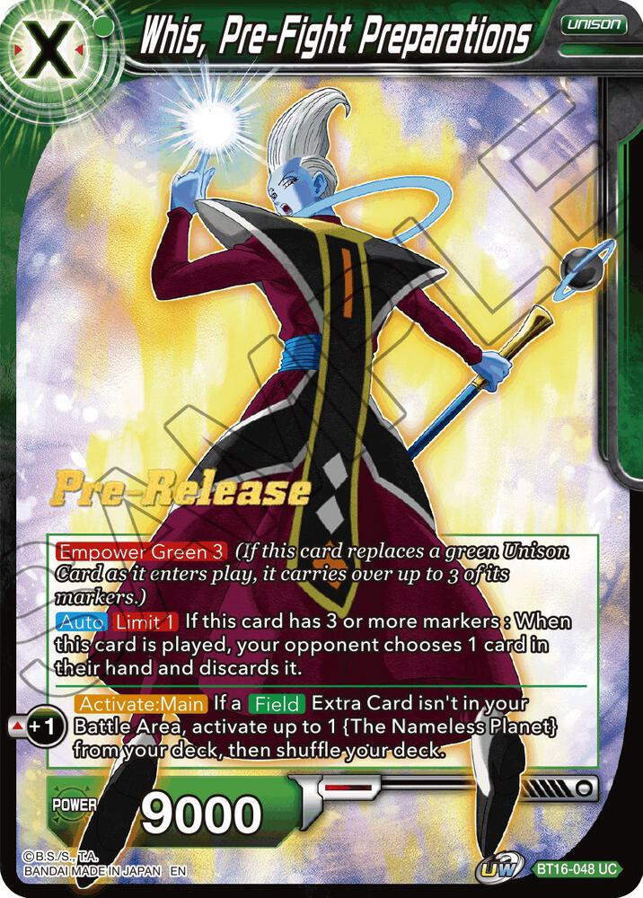 Whis, Pre-Fight Preparations BT16-048 card from Realm of the Gods Pre-Release Cards