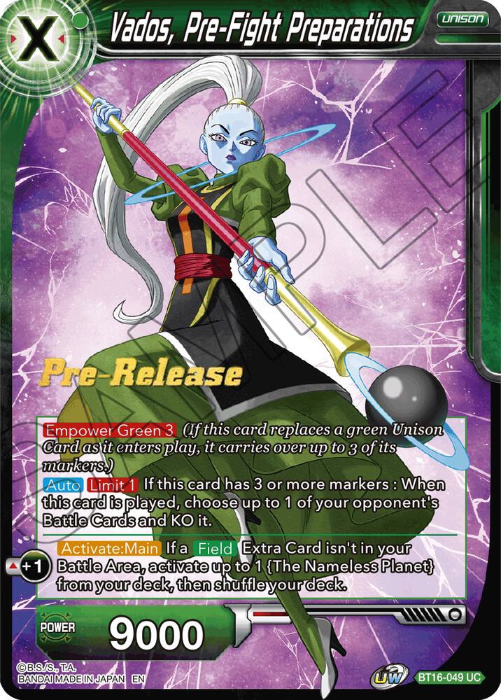 Vados, Pre-Fight Preparations BT16-049 card from Realm of the Gods Pre-Release Cards
