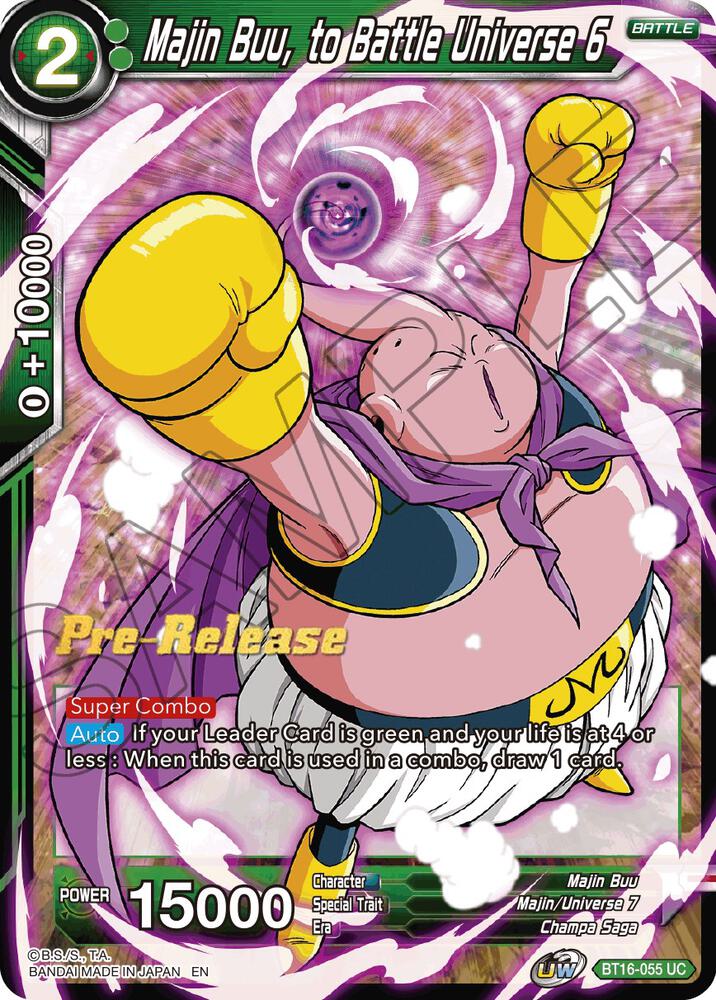 Majin Buu, to Battle Universe 6 BT16-055 card from Realm of the Gods Pre-Release Cards