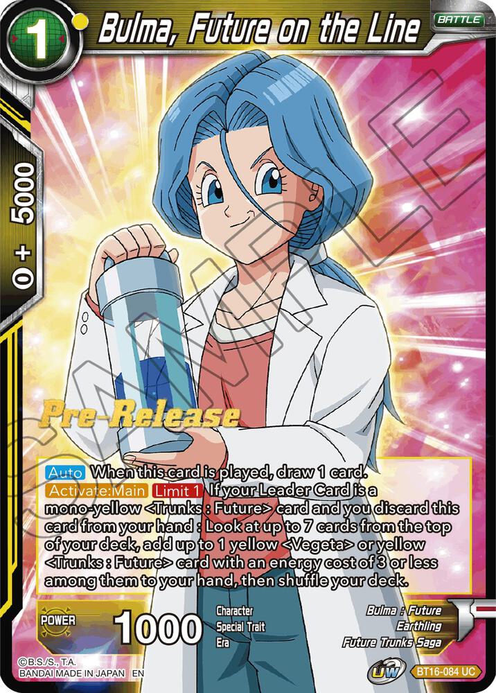Bulma, Future on the Line BT16-084 card from Realm of the Gods Pre-Release Cards