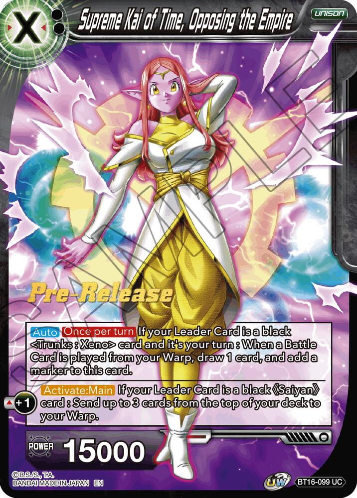 Supreme Kai of Time, Opposing the Empire BT16-099 card from Realm of the Gods Pre-Release Cards