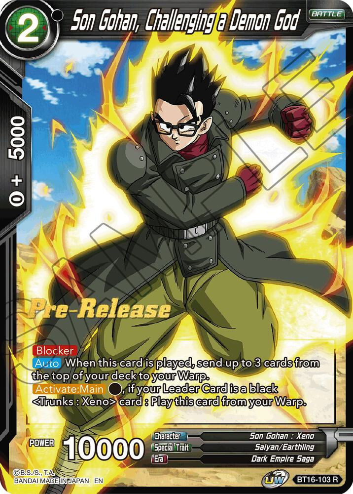 Son Gohan, Challenging a Demon God BT16-103 card from Realm of the Gods Pre-Release Cards