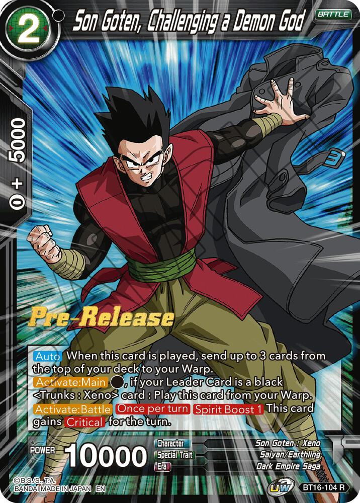Son Goten, Challenging a Demon God BT16-104 card from Realm of the Gods Pre-Release Cards
