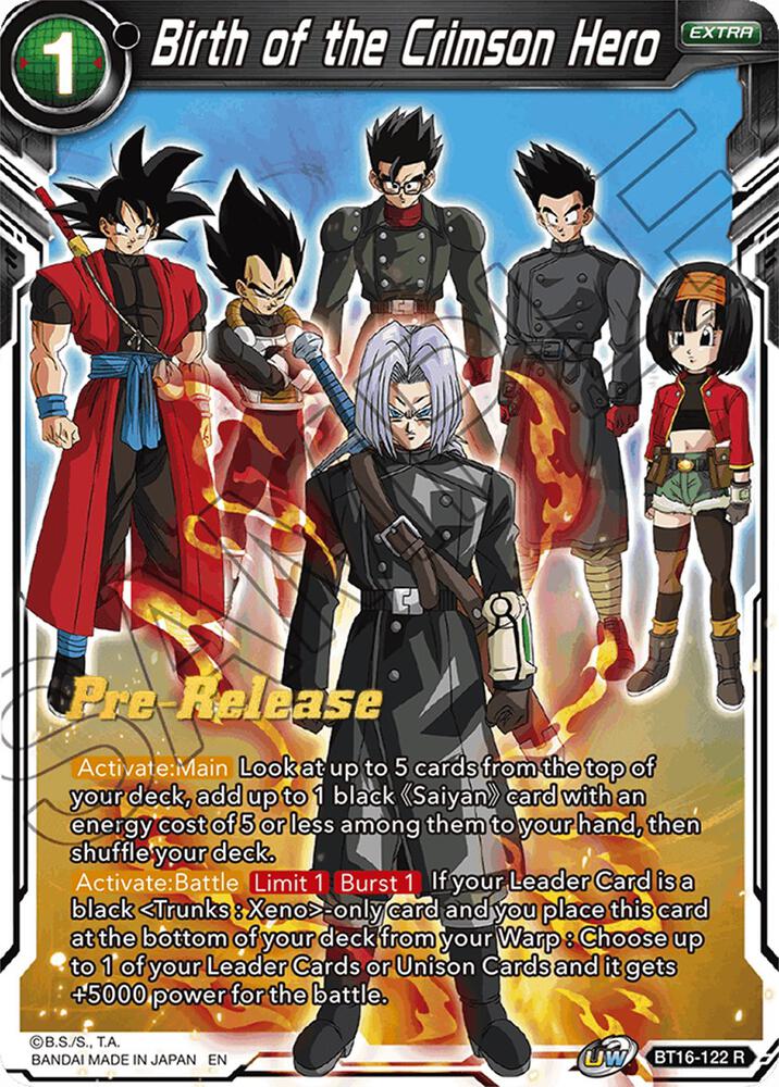 Birth of the Crimson Hero BT16-122 card from Realm of the Gods Pre-Release Cards
