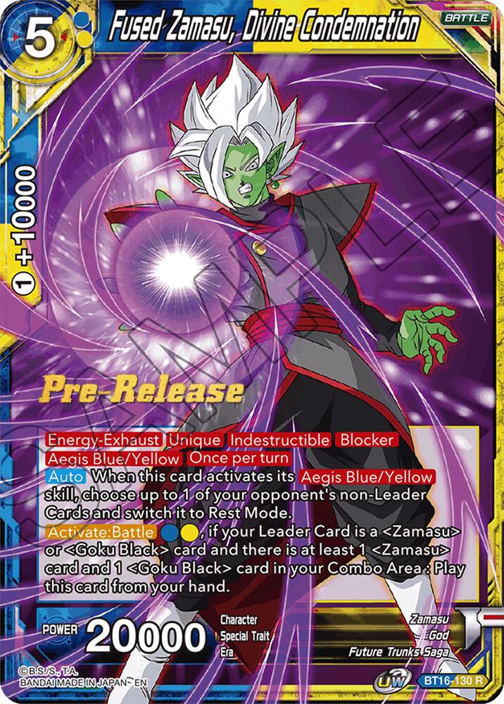 Fused Zamasu, Divine Condemnation BT16-130 card from Realm of the Gods Pre-Release Cards