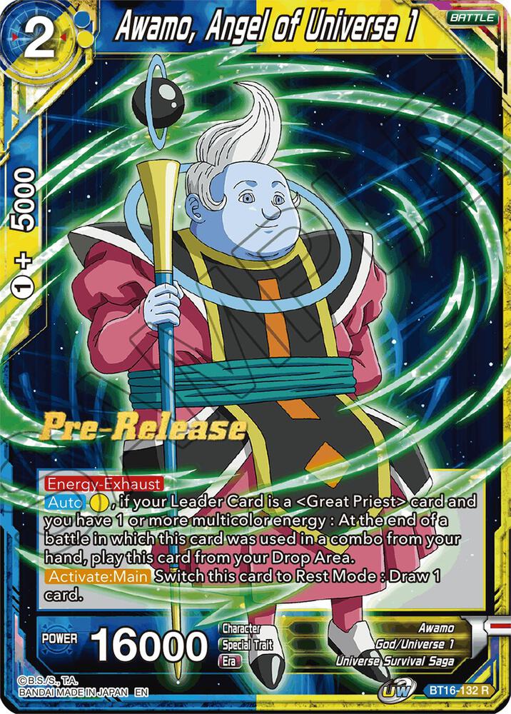 Awamo, Angel of Universe 1 BT16-132 card from Realm of the Gods Pre-Release Cards