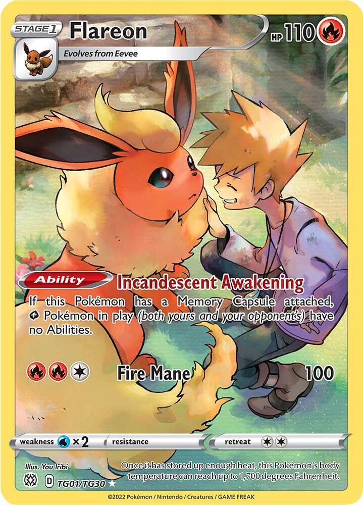 Flareon TG01/TG30 card from SWSH09: Brilliant Stars Trainer Gallery