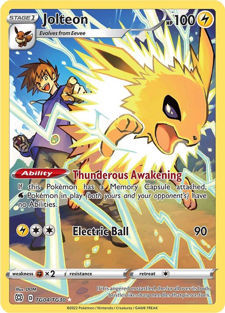 Jolteon TG04/TG30 card from SWSH09: Brilliant Stars Trainer Gallery