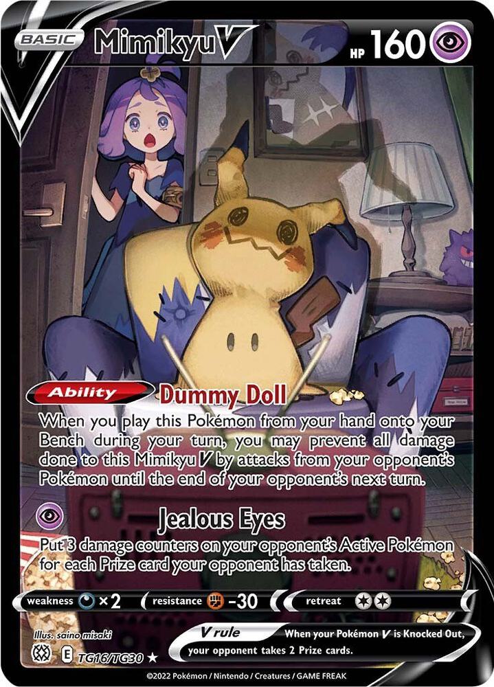 Mimikyu V TG16/TG30 card from SWSH09: Brilliant Stars Trainer Gallery