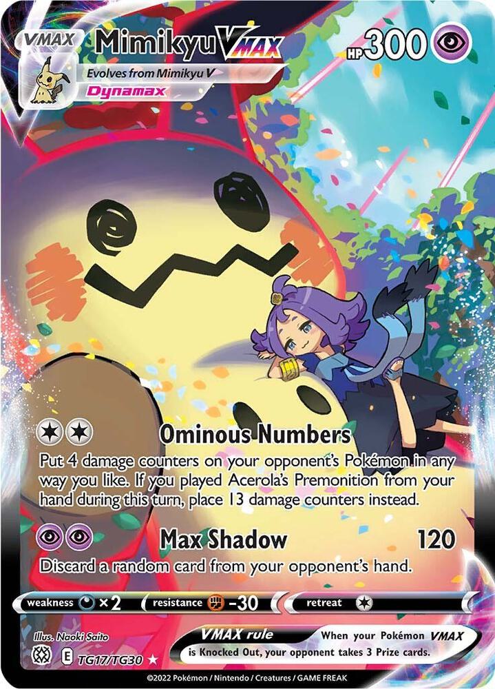 Mimikyu VMAX TG17/TG30 card from SWSH09: Brilliant Stars Trainer Gallery