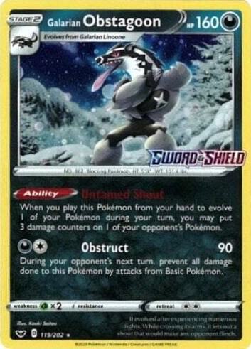 Galarian Obstagoon (Cosmos Holo) 119/202 card from Miscellaneous Cards & Products