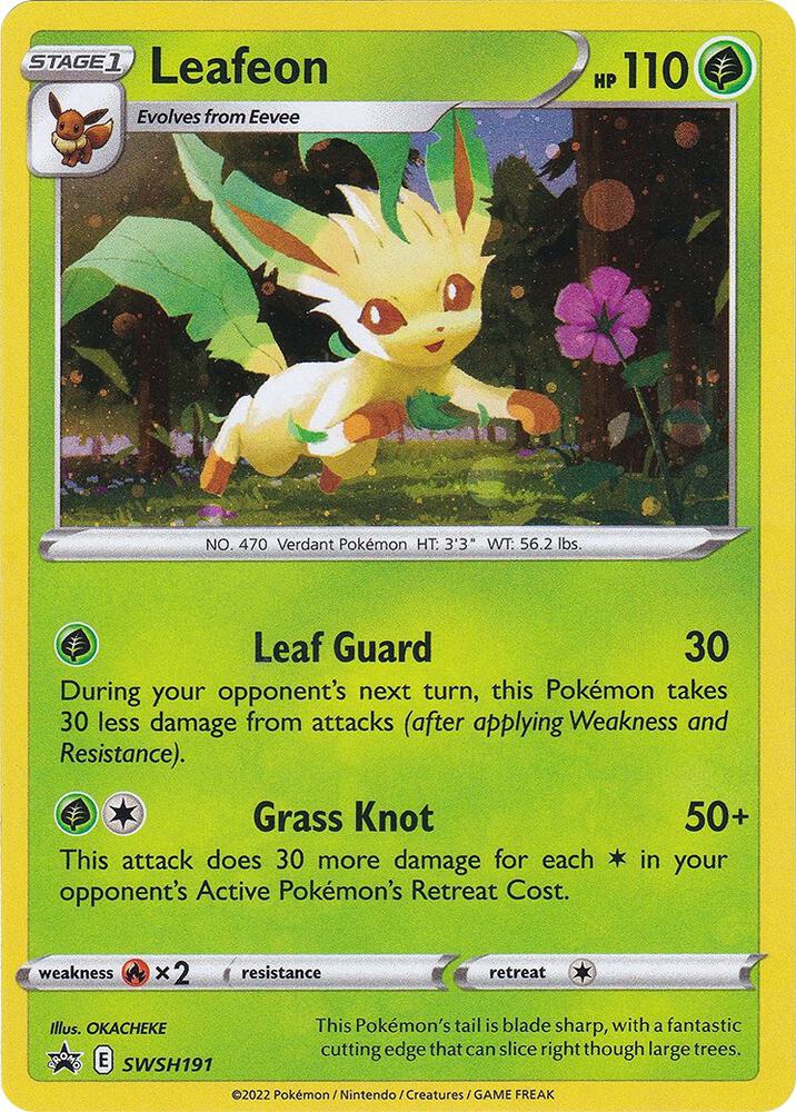 Leafeon SWSH191 card from SWSH: Sword & Shield Promo Cards