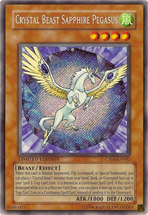 Crystal Beast Sapphire Pegasus CT04-EN002 card from 2007 Collectors Tin