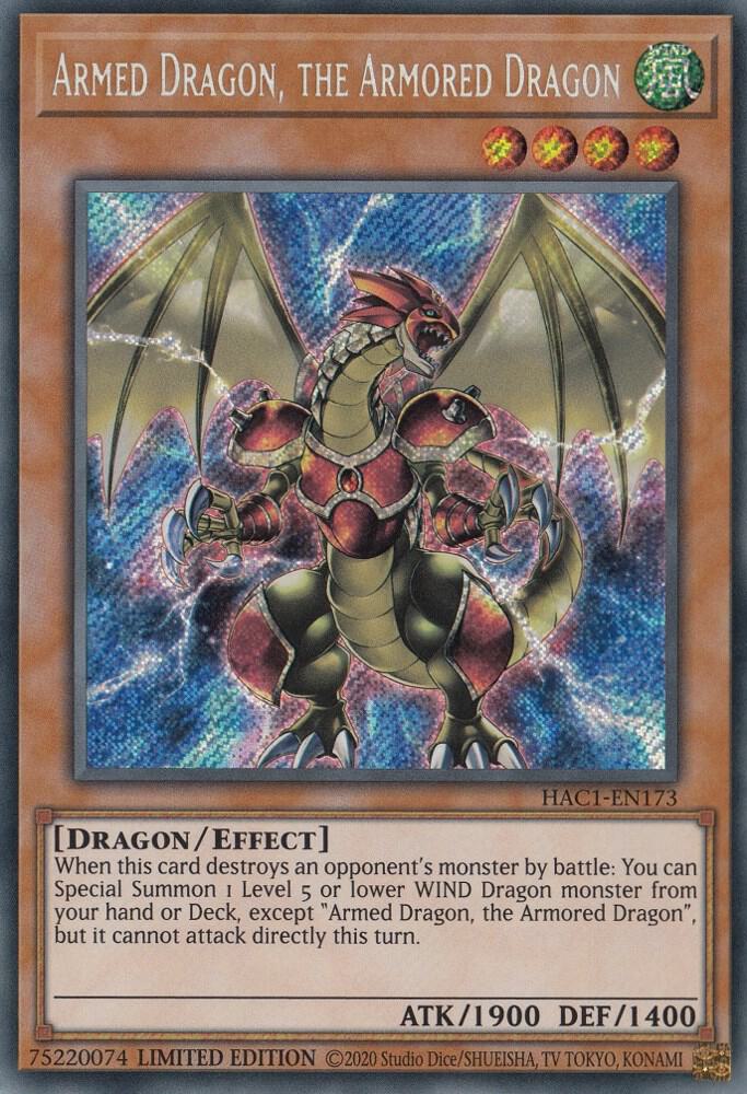 Armed Dragon, the Armored Dragon HAC1-EN173 card from Hidden Arsenal: Chapter 1