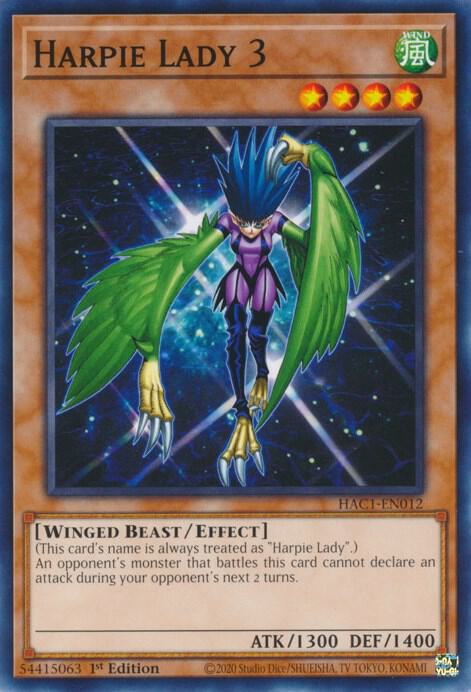 Harpie Lady 3 HAC1-EN012 card from Hidden Arsenal: Chapter 1