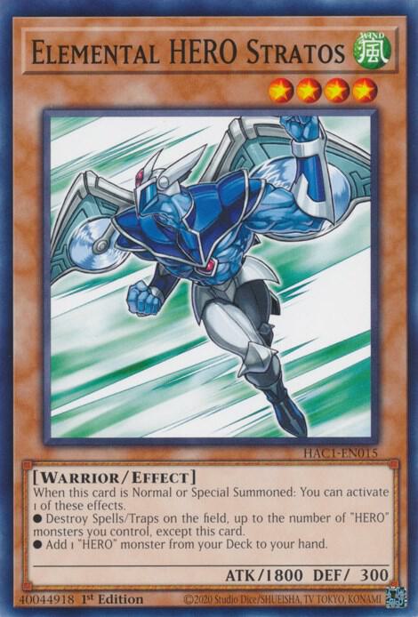 Elemental HERO Stratos HAC1-EN015 card from Hidden Arsenal: Chapter 1