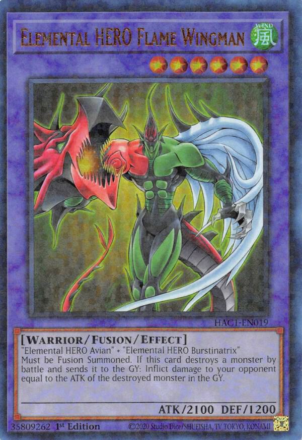 Elemental HERO Flame Wingman (Duel Terminal) HAC1-EN019 card from Hidden Arsenal: Chapter 1