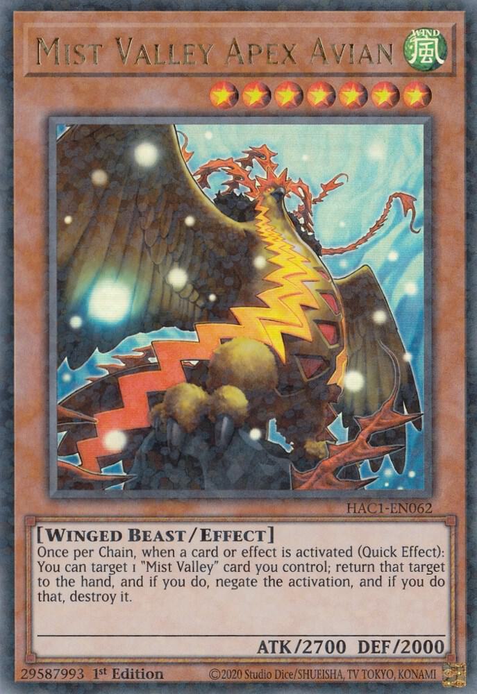 Mist Valley Apex Avian (Duel Terminal) HAC1-EN062 card from Hidden Arsenal: Chapter 1