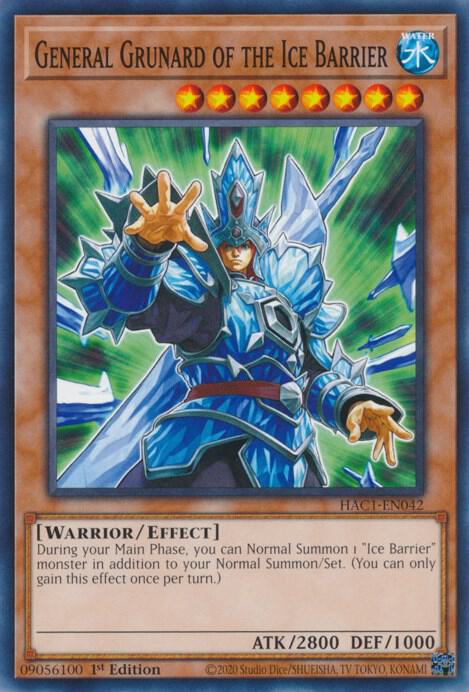 General Grunard of the Ice Barrier HAC1-EN042 card from Hidden Arsenal: Chapter 1