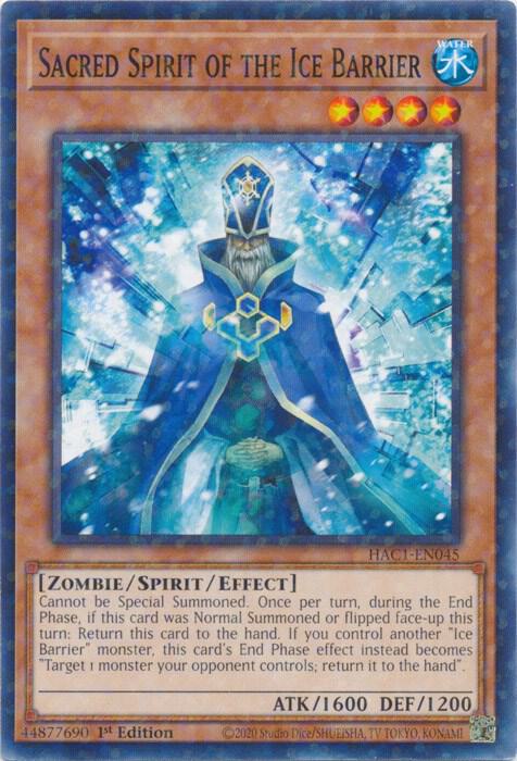Sacred Spirit of the Ice Barrier (Duel Terminal) HAC1-EN045 card from Hidden Arsenal: Chapter 1