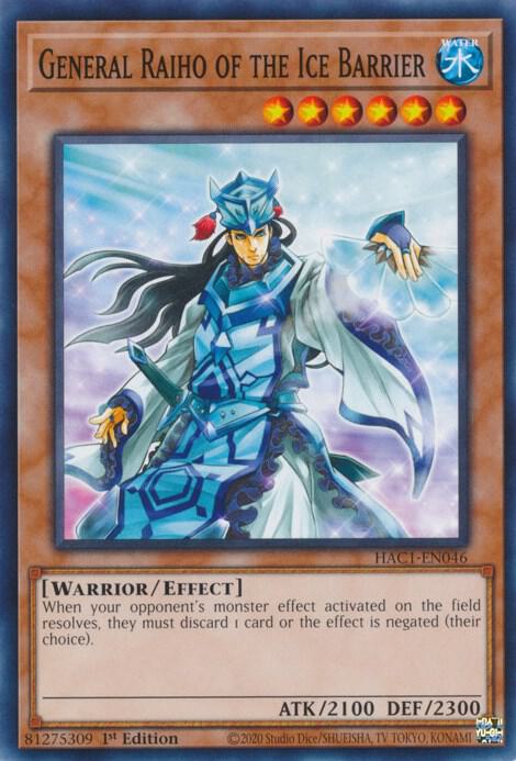 General Raiho of the Ice Barrier HAC1-EN046 card from Hidden Arsenal: Chapter 1