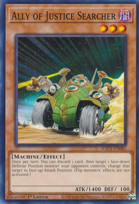 Ally of Justice Searcher HAC1-EN081 card from Hidden Arsenal: Chapter 1