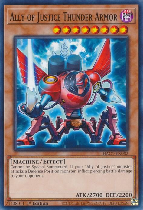 Ally of Justice Thunder Armor HAC1-EN083 card from Hidden Arsenal: Chapter 1