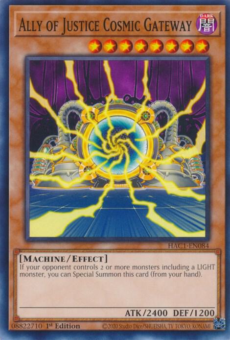 Ally of Justice Cosmic Gateway HAC1-EN084 card from Hidden Arsenal: Chapter 1
