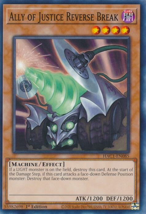 Ally of Justice Reverse Break HAC1-EN085 card from Hidden Arsenal: Chapter 1