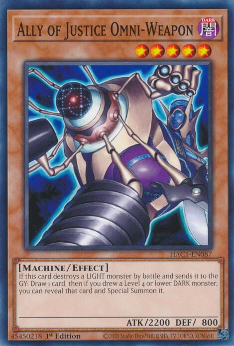 Ally of Justice Omni-Weapon HAC1-EN087 card from Hidden Arsenal: Chapter 1