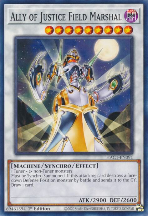 Ally of Justice Field Marshal HAC1-EN091 card from Hidden Arsenal: Chapter 1