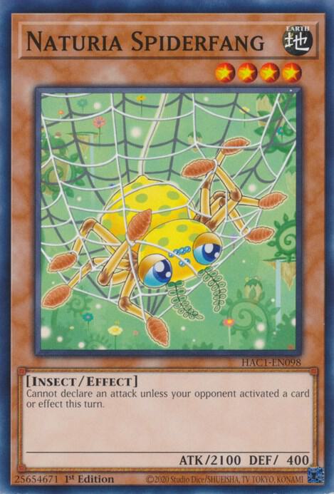 Naturia Spiderfang HAC1-EN098 card from Hidden Arsenal: Chapter 1