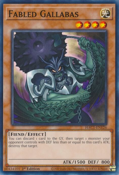 Fabled Gallabas HAC1-EN126 card from Hidden Arsenal: Chapter 1