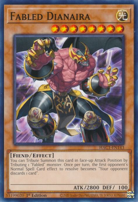 Fabled Dianaira HAC1-EN143 card from Hidden Arsenal: Chapter 1