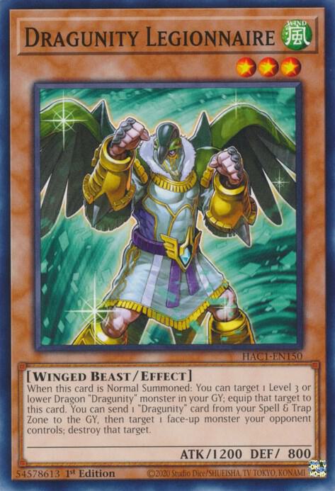 Dragunity Legionnaire HAC1-EN150 card from Hidden Arsenal: Chapter 1