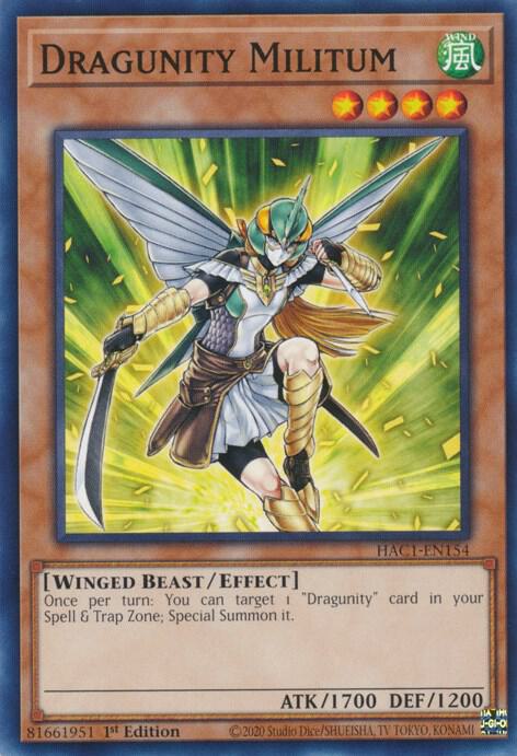 Dragunity Militum HAC1-EN154 card from Hidden Arsenal: Chapter 1