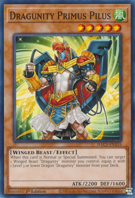 Dragunity Primus Pilus HAC1-EN155 card from Hidden Arsenal: Chapter 1