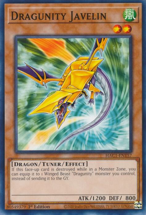 Dragunity Javelin HAC1-EN157 card from Hidden Arsenal: Chapter 1