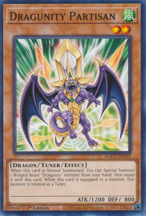 Dragunity Partisan HAC1-EN159 card from Hidden Arsenal: Chapter 1