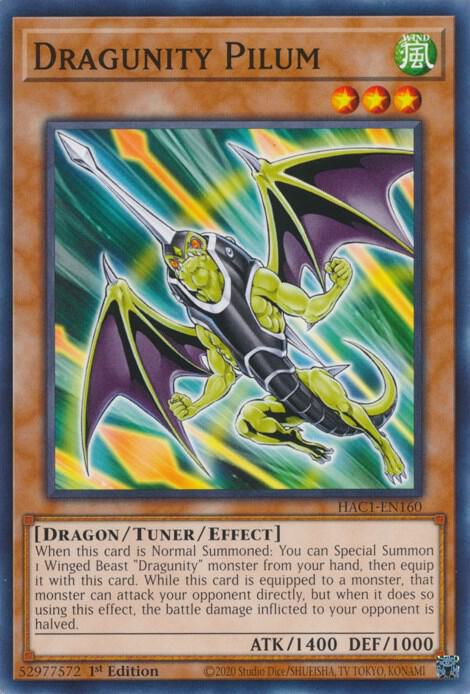 Dragunity Pilum HAC1-EN160 card from Hidden Arsenal: Chapter 1