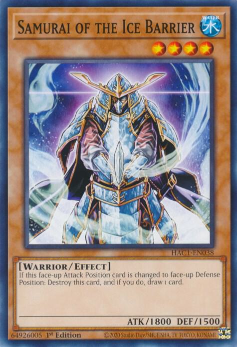 Samurai of the Ice Barrier HAC1-EN038 card from Hidden Arsenal: Chapter 1