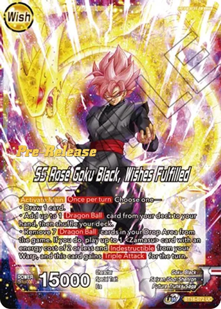 Zamasu // SS Rose Goku Black, Wishes Fulfilled BT16-072 card from Realm of the Gods Pre-Release Cards