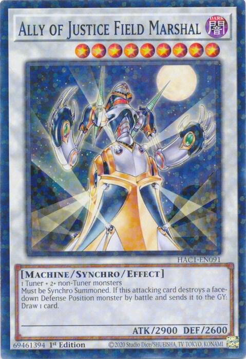 Ally of Justice Field Marshal (Duel Terminal) HAC1-EN091 card from Hidden Arsenal: Chapter 1
